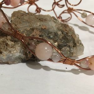 Pink opal and tourmaline cuff bracelet